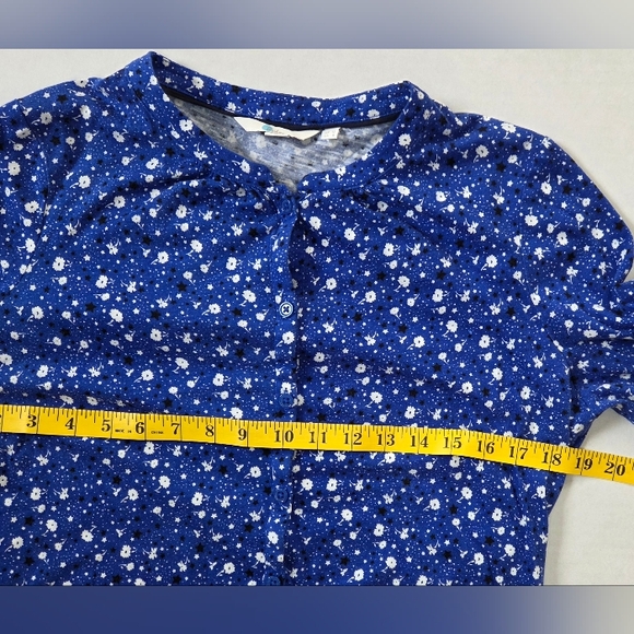 Boden Bay Womens Jersey 3/4 Sleeve Top Size 8 Blue/White Floral Star Print - Picture 5 of 10